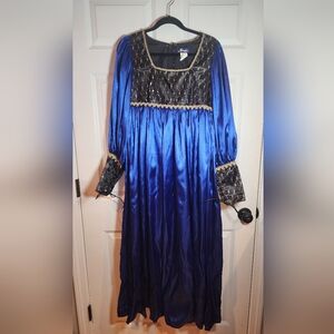 Secrets Vintage Blue Sheer Overlay Medieval Renaissance Costume Dress M
